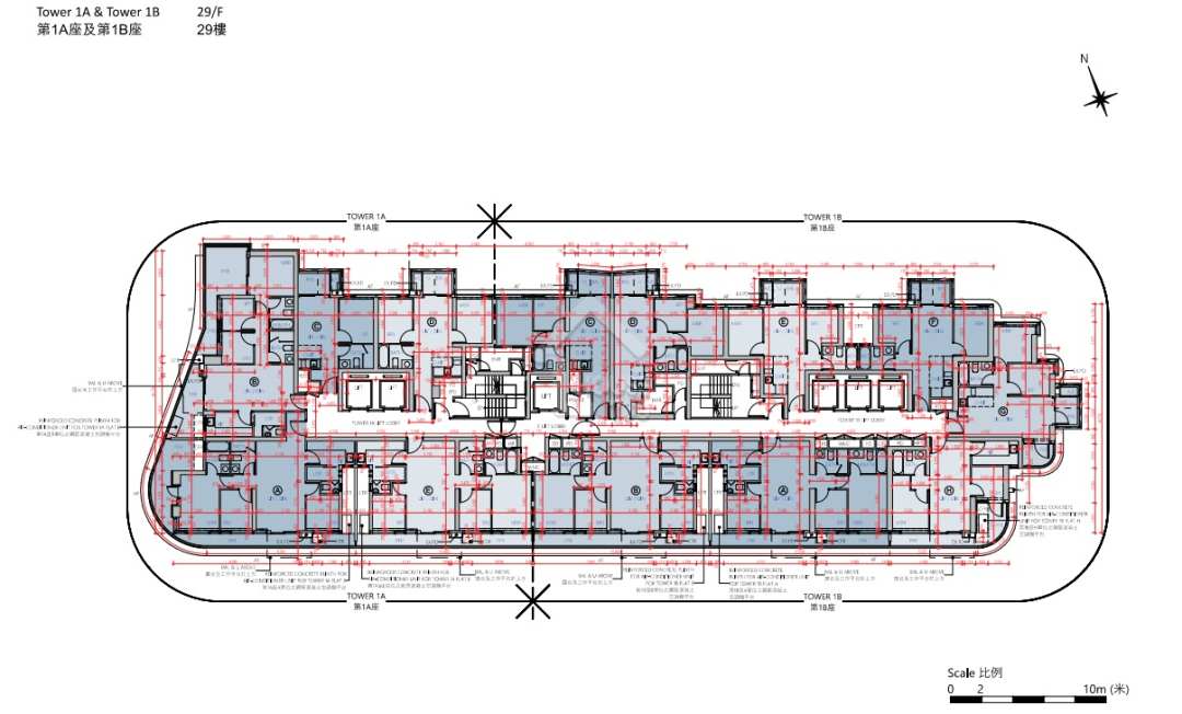 九龍灣泰峯1A、1B座29樓平面圖