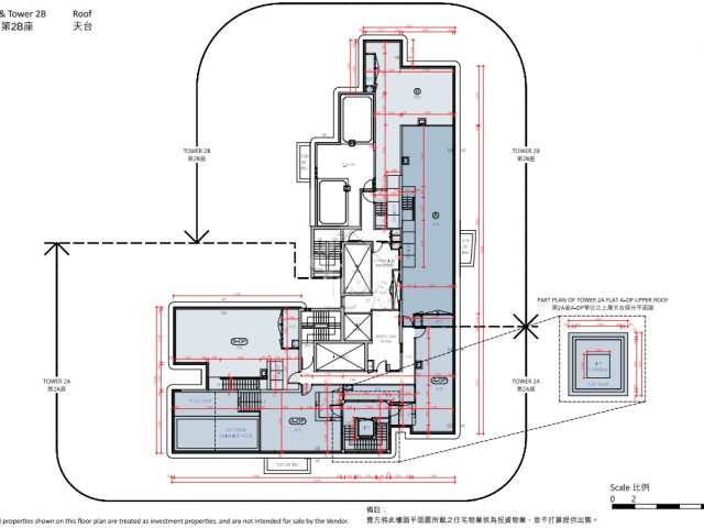 九龍灣泰峯2A、2B座天台平面圖