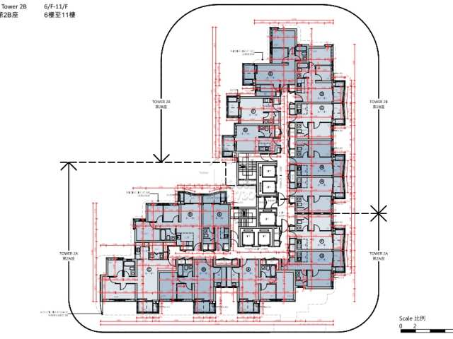 九龍灣泰峯2A、2B座6-11樓平面圖