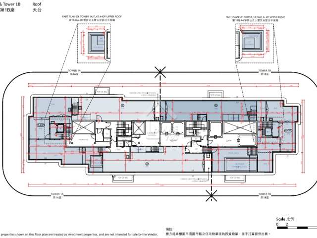 九龍灣泰峯1A、1B座天台平面圖