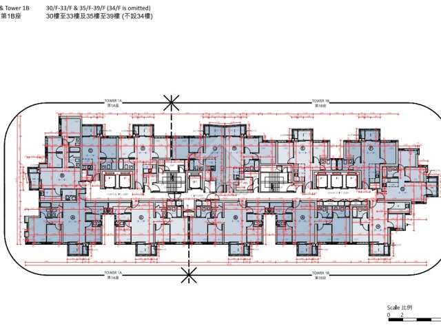 九龍灣泰峯1A、1B座30-39樓平面圖