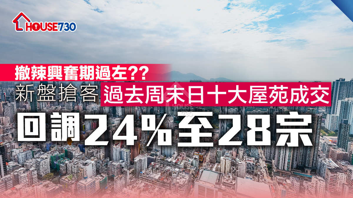 數據統計｜新盤搶客   過去周末日十大屋苑成交回調24%至28宗