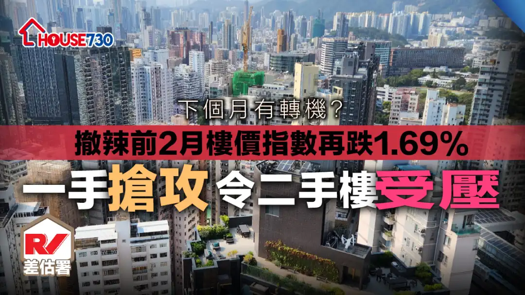 樓價指數│差估署: 撤辣前2月樓價指數再跌1.69%   一手搶攻令二手樓受壓