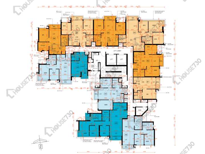 Silicon Hill 平面圖 Silicon Hill University Hill 2A期 漾景閣 第2座 2-3,5-10,11樓 樓層平面圖 - House730