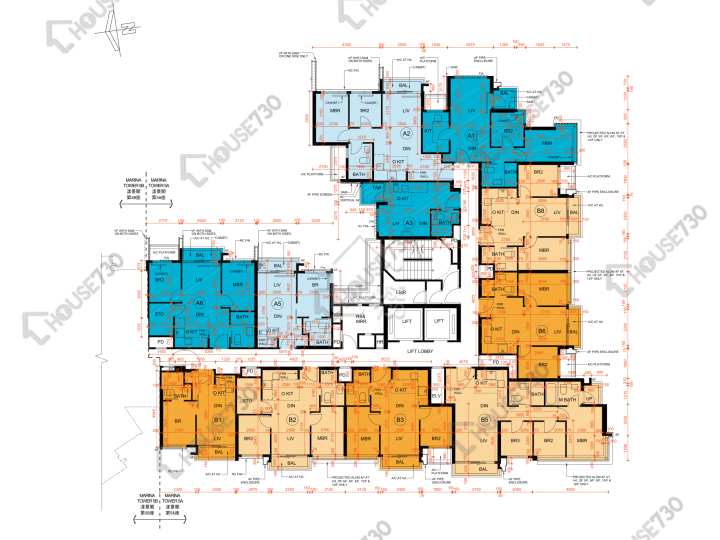 Silicon Hill 平面圖 Silicon Hill University Hill 2A期 漾景閣 第5A座 2-3,5-11,12樓 樓層平面圖 - House730