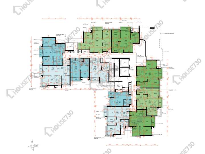 Silicon Hill 平面圖 Silicon Hill University Hill 2B期 優景閣 第2座 1樓 樓層平面圖 - House730
