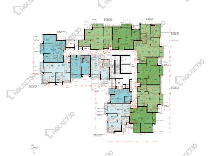 Silicon Hill 平面圖 Silicon Hill University Hill 2B期 優景閣 第2座 2-3,5-12,15樓 樓層平面圖 - House730