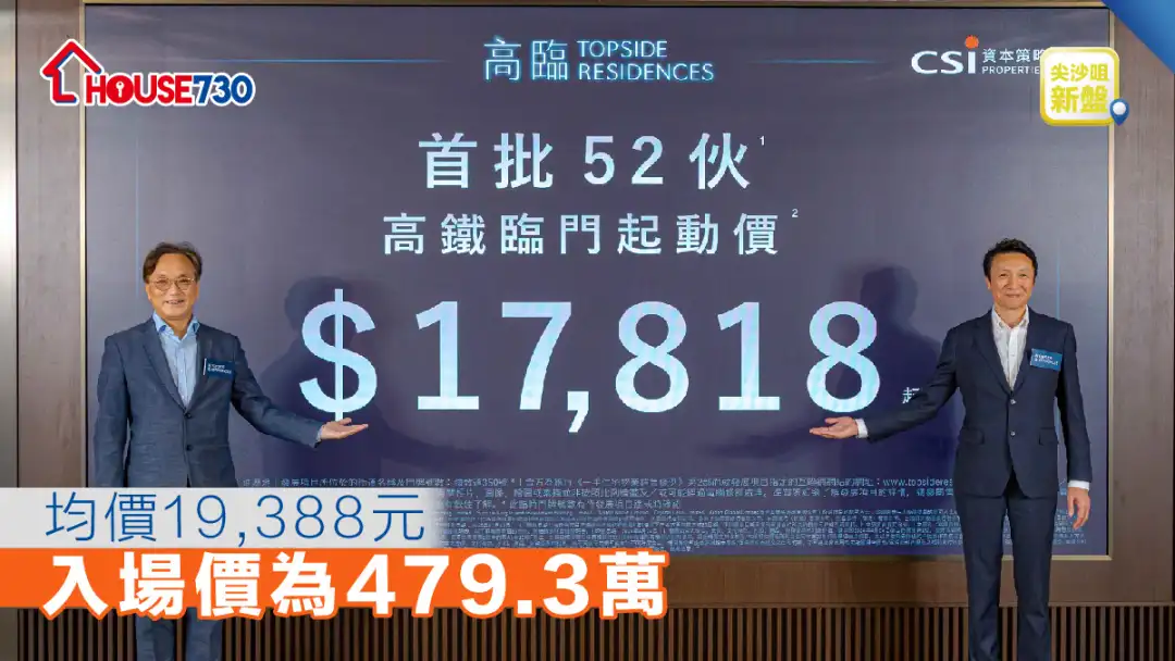 尖沙嘴新盘│高临首推52伙均价19,388元  入场价为479.3万