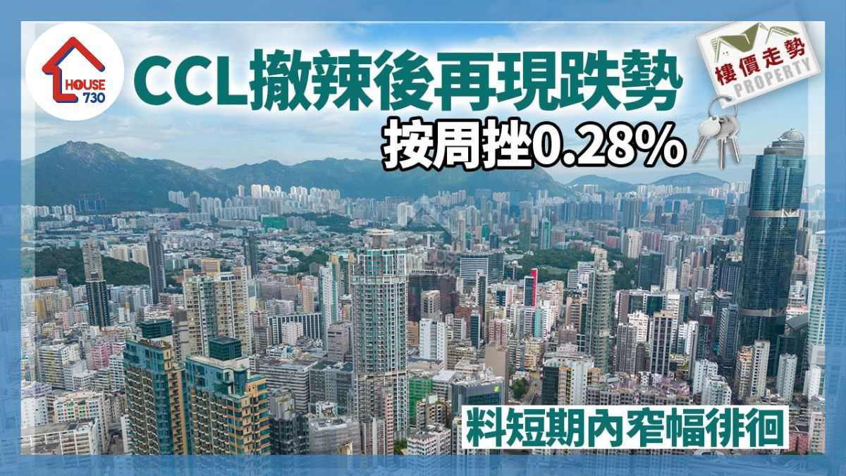 CCL撤辣後再現跌勢 按周挫0.28% 料短期內窄幅徘徊｜樓價走勢