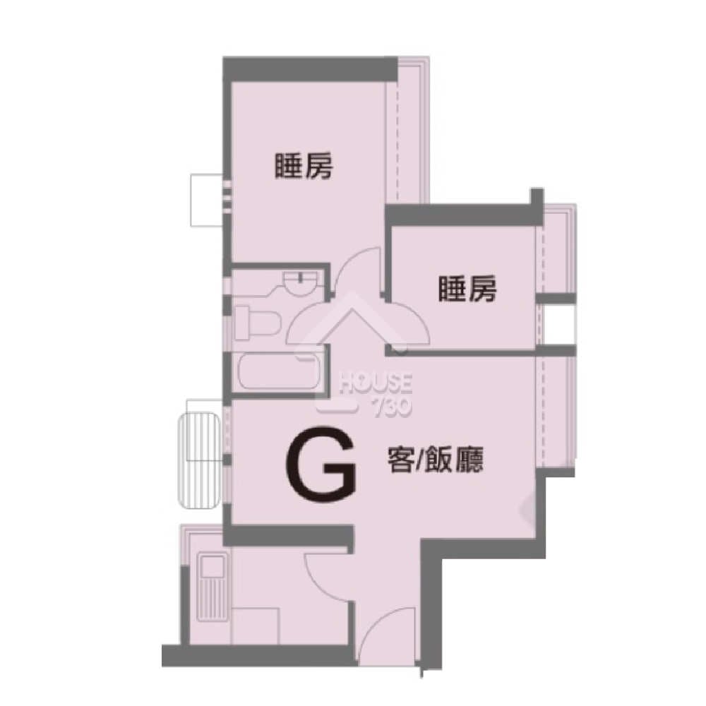 景新臺1座中層G室成交單位平面圖。