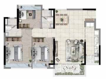 合生中央城 A3棟107m²叁室兩廳兩衛 - House730