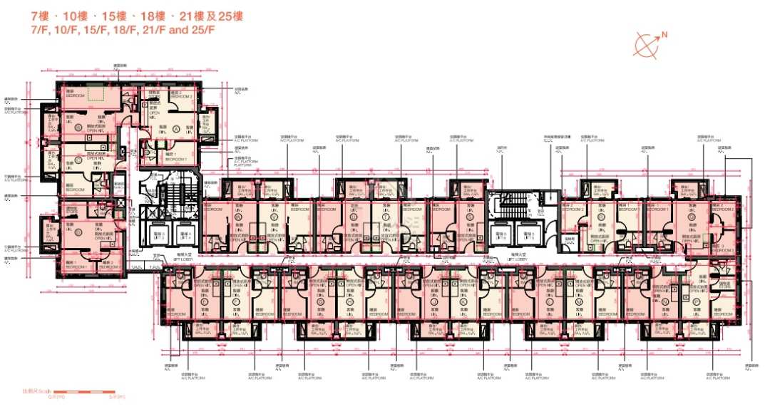 紅磡The Haddon 7、10、15、18、21、25樓平面圖