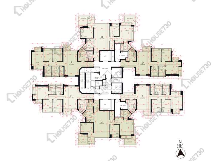 峻瀅 平面圖 峻瀅 1期 2座 45樓 樓層平面圖 - House730