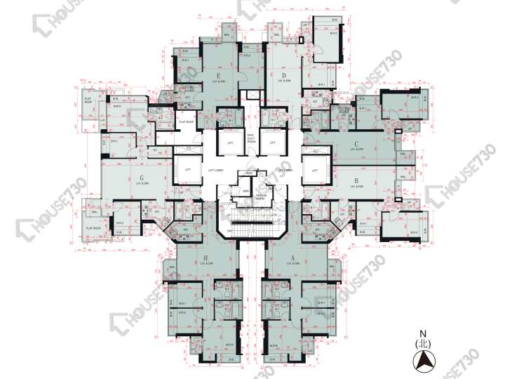 峻瀅 平面圖 峻瀅 1期 6座 45樓 樓層平面圖 - House730