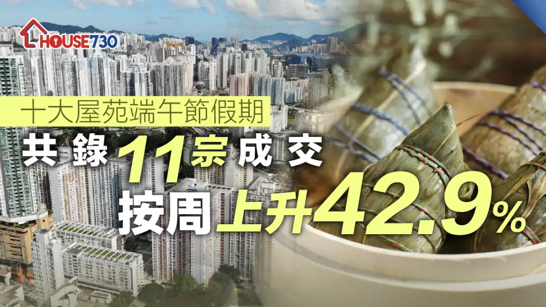 十大屋苑端午节假期共录11宗成交  按周上升42.9%