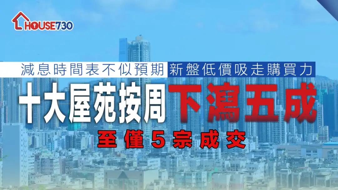 數據統計│新盤低價吸走購買力   十大屋苑按周下瀉五成至僅5宗成交