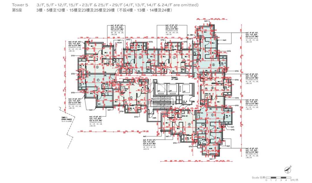 啟德柏蔚森I 5座3-29樓平面圖