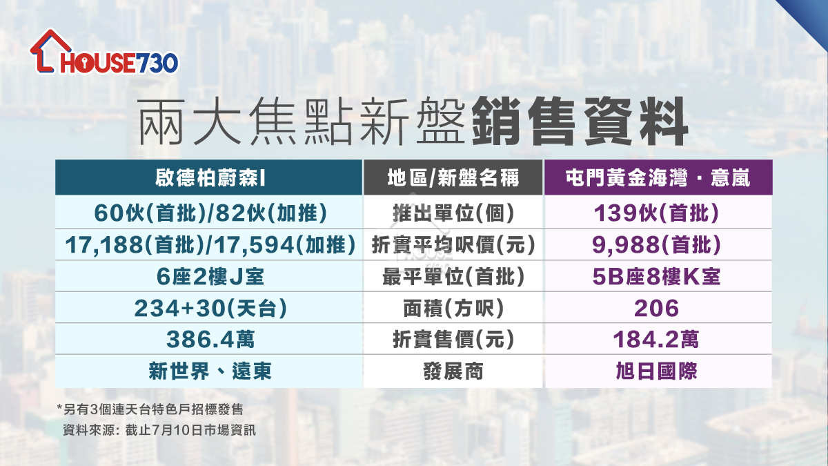 兩大焦點新盤銷售資料