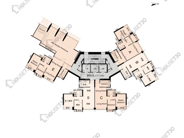 名逸居 平面圖 名逸居 3座 43樓 樓層平面圖 - House730