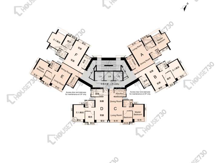 名逸居 平面圖 名逸居 2座 3,5-13,15-17,33,35-37,38樓 樓層平面圖 - House730