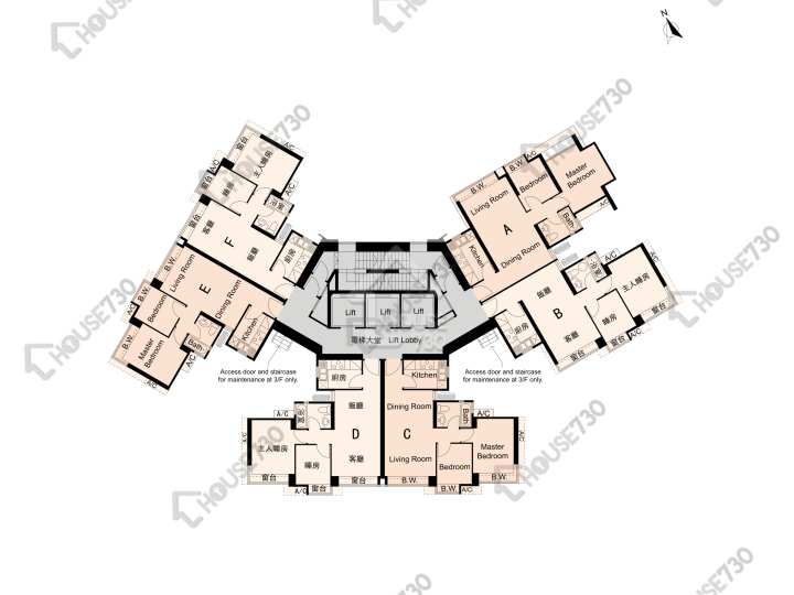名逸居 平面圖 名逸居 1座 3,5-13,15-17,33,35-37,38樓 樓層平面圖 - House730