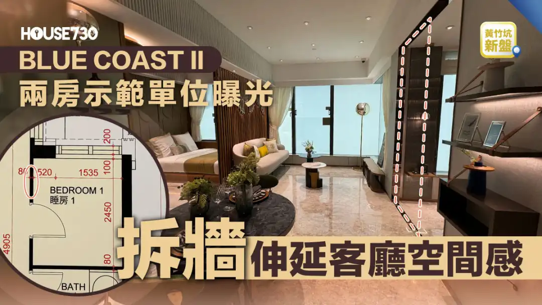 黄竹坑新盘｜BLUE COAST II  两房示范单位曝光    拆墙延伸客厅空间感