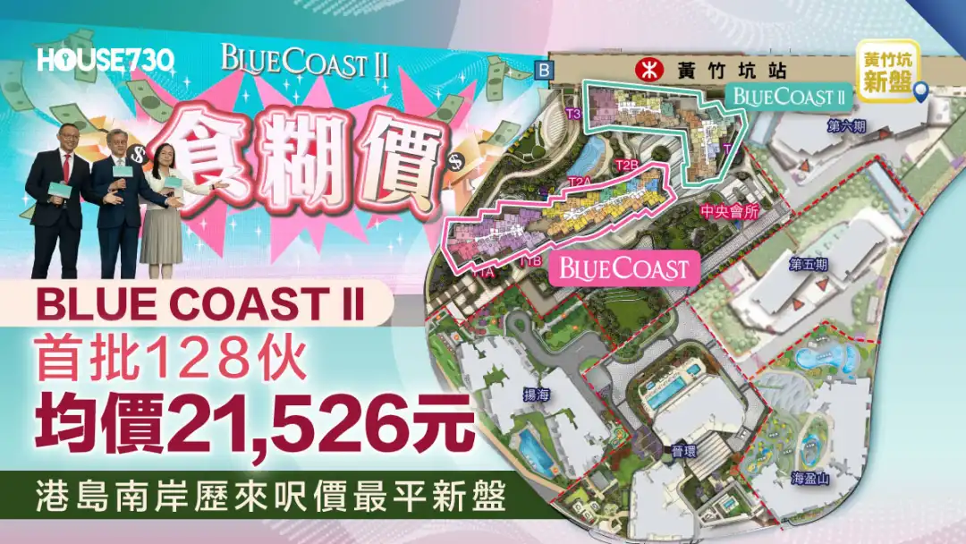 黄竹坑新盘｜BLUE COAST II 首批128伙均价21,526元  港岛南岸历来尺价最平新盘