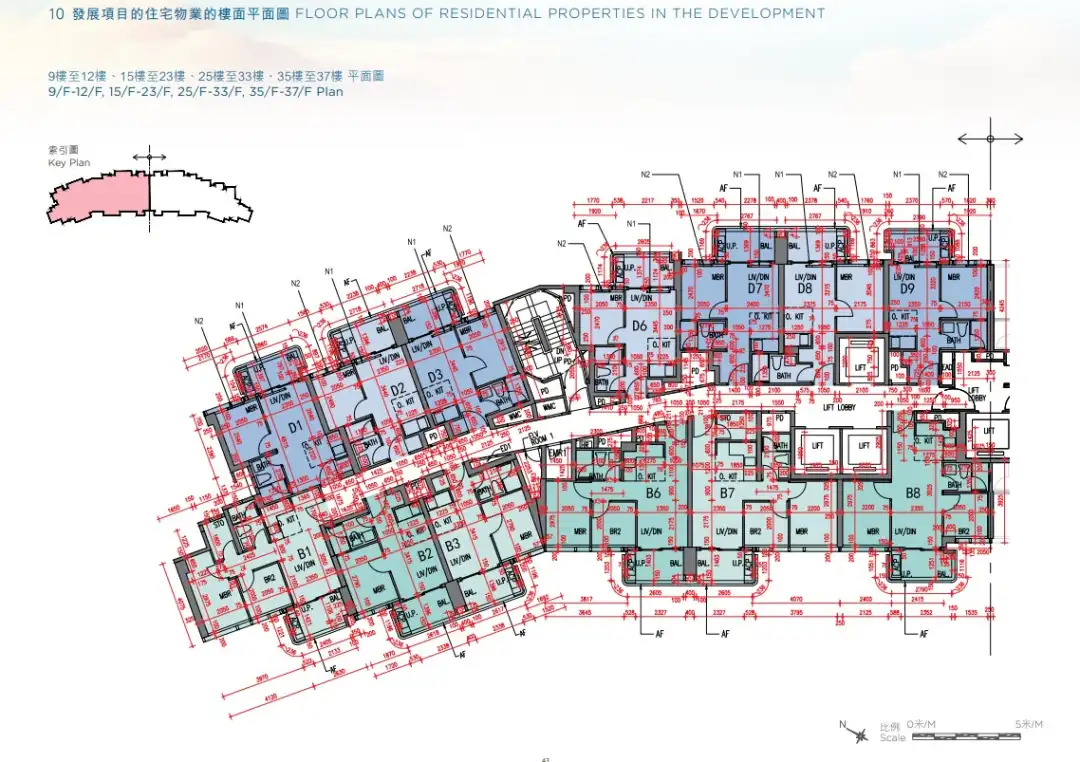 北区云向9-37楼B & D单位平面图