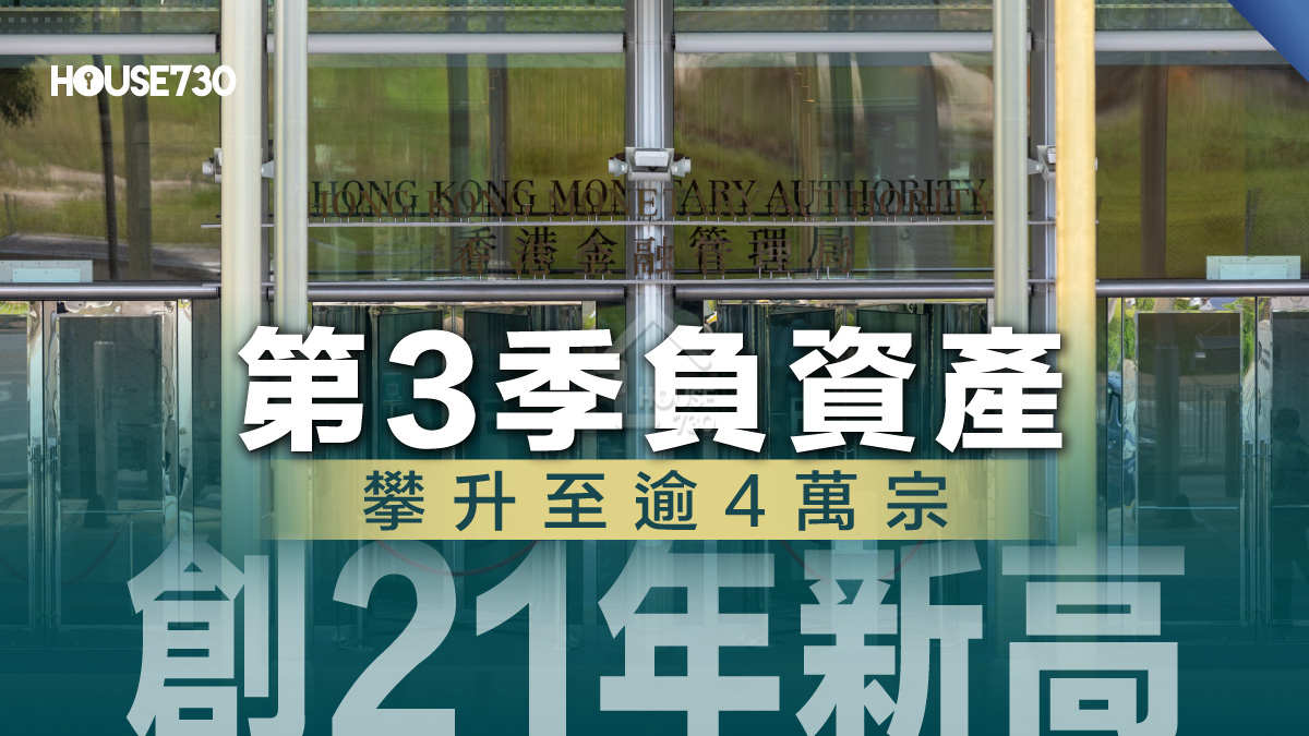 金管局數據｜第3季負資產攀升至逾4萬宗        創21年新高