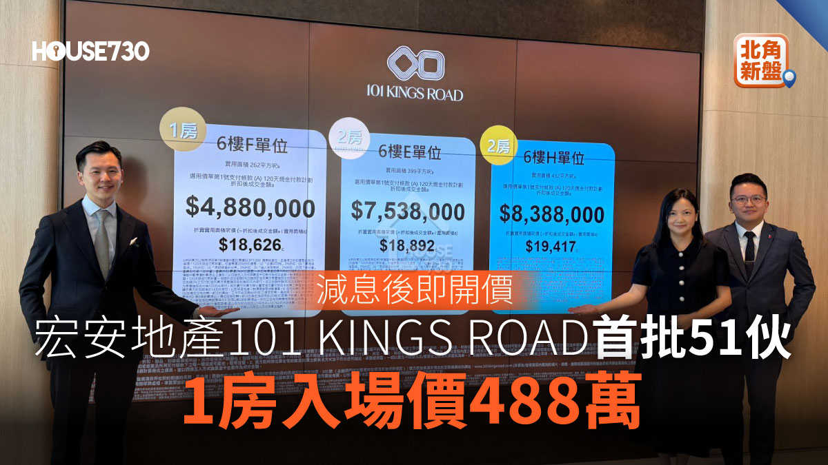 北角新盤 │英皇道101 KINGS ROAD首批51伙   1房入場價488萬